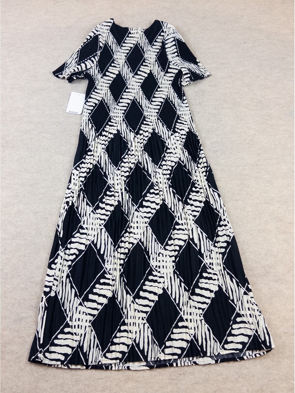 Kindred Black and White Geometric Pattern Maxi Dress, Size M, N/WT